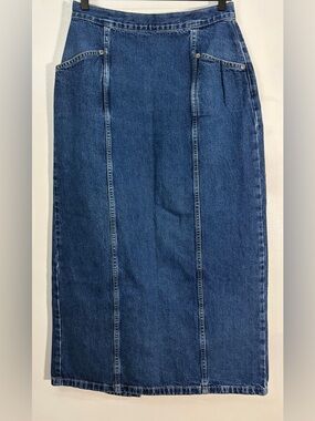Vintage CJ Blues Classic Denim Midi Skirt - Blue